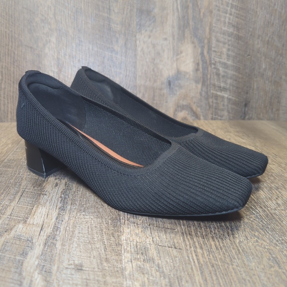 Vivaia Women's Size 41.5 EU 10 US Melody Pro Square Toe Chunky Heel Pumps Black